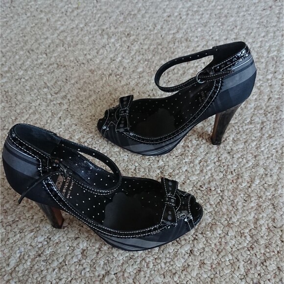 Moschino black & white plaid peep toe Mary Jane size 6.5 - Picture 2 of 12